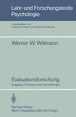 Kartonierter Einband Evaluationsforschung von Werner W. Wittmann