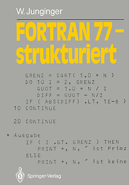 Kartonierter Einband FORTRAN 77  strukturiert von Werner Junginger