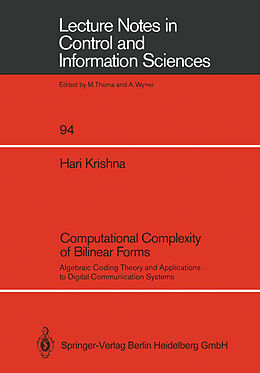 Couverture cartonnée Computational Complexity of Bilinear Forms de Hari Krishna