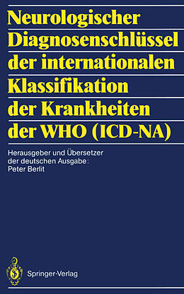 Kartonierter Einband Neurologischer Diagnosenschlüssel der internationalen Klassifikation der Krankheiten der WHO (ICD-NA) von 