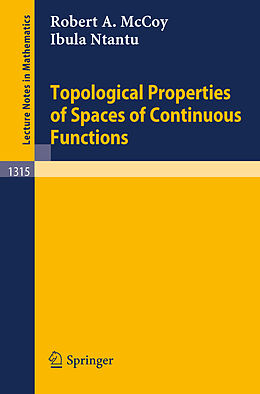 Kartonierter Einband Topological Properties of Spaces of Continuous Functions von Ibula Ntantu, Robert A. McCoy