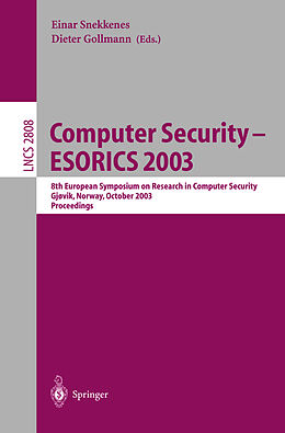 Kartonierter Einband Computer Security - ESORICS 2003 von 