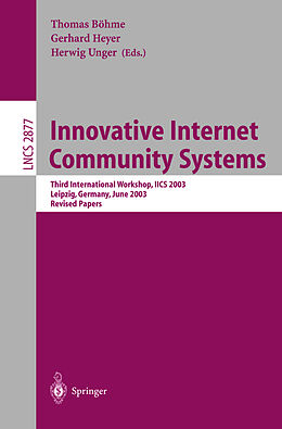 Kartonierter Einband Innovative Internet Community Systems von 