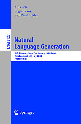 Couverture cartonnée Natural Language Generation de 