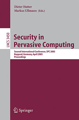 Couverture cartonnée Security in Pervasive Computing de 