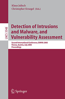 Couverture cartonnée Detection of Intrusions and Malware, and Vulnerability Assessment de 