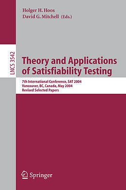 Couverture cartonnée Theory and Applications of Satisfiability Testing de 