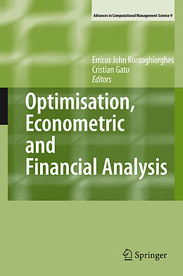 Livre Relié Optimisation, Econometric and Financial Analysis de 