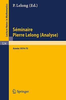 E-Book (pdf) Séminaire Pierre Lelong (Analyse) von 