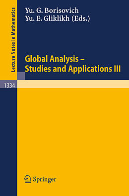 Couverture cartonnée Global Analysis. Studies and Applications III de 