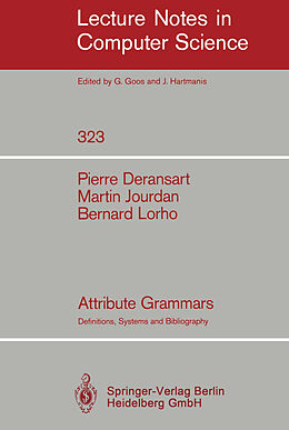 Kartonierter Einband Attribute Grammars von Pierre Deransart, Bernard Lorho, Martin Jourdan
