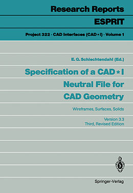 Couverture cartonnée Specification of a CAD * I Neutral File for CAD Geometry de 