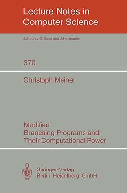 Kartonierter Einband Modified Branching Programs and Their Computational Power von Christoph Meinel