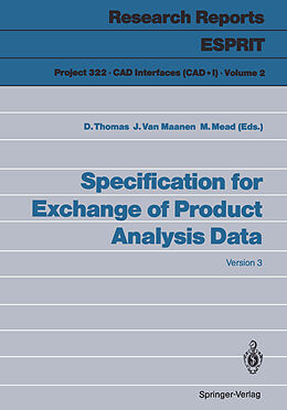 Couverture cartonnée Specification for Exchange of Product Analysis Data de 