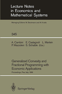Couverture cartonnée Generalized Convexity and Fractional Programming with Economic Applications de 