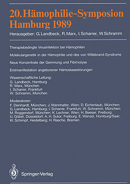Kartonierter Einband 20. Hämophilie-Symposion Hamburg 1989 von 
