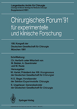 Kartonierter Einband Chirurgisches Forum 91 für experimentelle und klinische Forschung von 