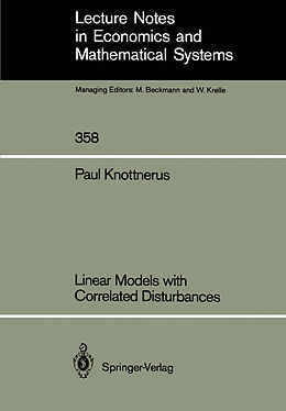 Couverture cartonnée Linear Models with Correlated Disturbances de Paul Knottnerus