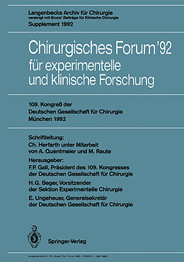 Kartonierter Einband Chirurgisches Forum 92 für experimentelle und klinische Forschung von 