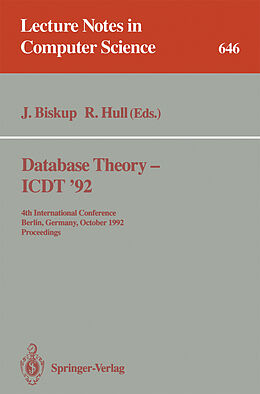 Kartonierter Einband Database Theory - ICDT '92 von 
