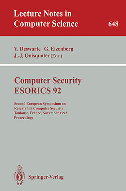 Kartonierter Einband Computer Security - ESORICS 92 von 
