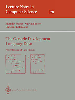 Kartonierter Einband The Generic Development Language Deva von Matthias Weber, Christine Lafontaine, Martin Simons