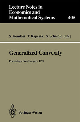 Couverture cartonnée Generalized Convexity de 