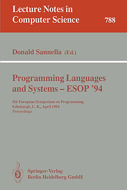 Kartonierter Einband Programming Languages and Systems - ESOP '94 von 
