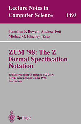Kartonierter Einband ZUM '98: The Z Formal Specification Notation von 