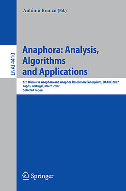 Kartonierter Einband Anaphora: Analysis, Algorithms and Applications von 