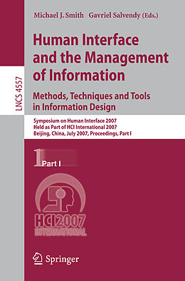 E-Book (pdf) Human Interface and the Management of Information. Methods, Techniques and Tools in Information Design von 