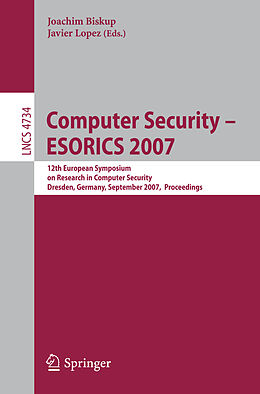 Kartonierter Einband Computer Security - ESORICS 2007 von 