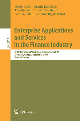 Kartonierter Einband Enterprise Applications and Services in the Finance Industry von 