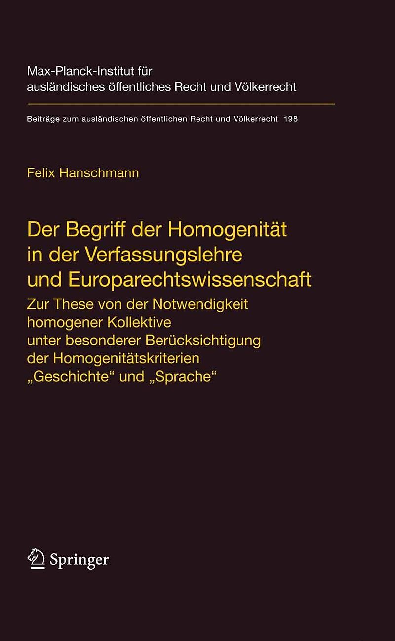 Der Begriff der Homogenität in der Verfassungslehre und Europarechtswissenschaft