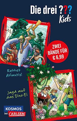 Kartonierter Einband Die drei ??? Kids: Doppelband  Enthält die Bände: Rettet Atlantis! / Jagd auf das Dino-Ei von Ulf Blanck