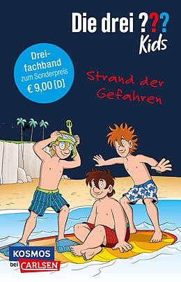 Kartonierter Einband Die drei ??? Kids: Strand der Gefahren. Dreifachband. (Enthält die Bände: Achtung, Strandräuber!, Insel der Haie, Surfstrand in Gefahr) von Ulf Blanck, Boris Pfeiffer