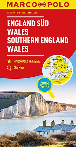 (Land)Karte MARCO POLO Regionalkarte England Süd, Wales 1:300.000 von 