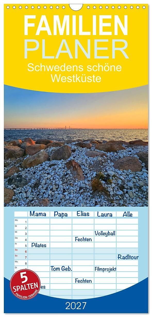 Familienplaner 2027 - Schwedens schöne Westküste mit 5 Spalten (Wandkalender, 21 x 45 cm) CALVENDO