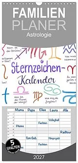 Kalender Familienplaner 2027 - Sternzeichen-Kalender mit 5 Spalten (Wandkalender, 21 x 45 cm) CALVENDO von Martje Kleinhans - Kritzelfee