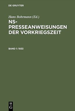 Fester Einband NS-Presseanweisungen der Vorkriegszeit / 1933 von 