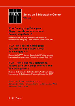 Livre Relié IFLA Cataloguing Principles: Steps towards an International Cataloguing Code, 5 de 