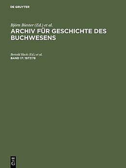 Fester Einband Archiv für Geschichte des Buchwesens / 1977/78 von 