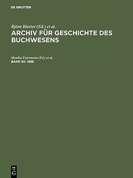 Fester Einband Archiv für Geschichte des Buchwesens / 1988 von 