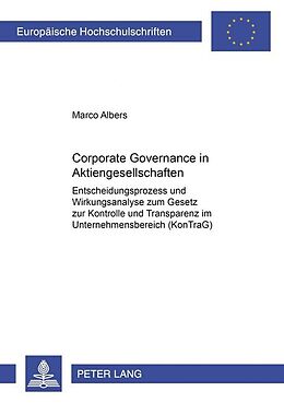 Kartonierter Einband Corporate Governance in Aktiengesellschaften von Marco Albers