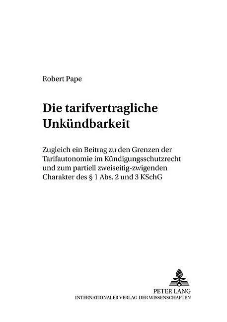 Die tarifvertragliche Unkündbarkeit