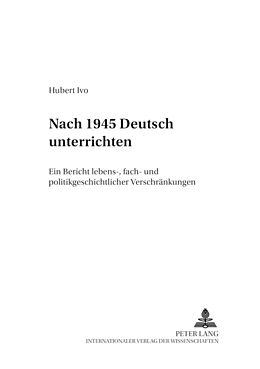 Kartonierter Einband Nach 1945 «Deutsch» unterrichten von Hubert Ivo