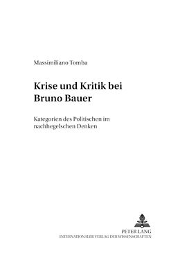 Kartonierter Einband Krise und Kritik bei Bruno Bauer von Massimiliano Tomba