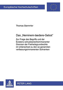 Kartonierter Einband Das «Neminem-laedere-Gebot» von Thomas Stemmler