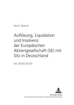 Kartonierter Einband Auflösung, Liquidation und Insolvenz der Europäischen Aktiengesellschaft (SE) mit Sitz in Deutschland von Nils Roitsch