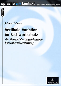 Kartonierter Einband Vertikale Variation im Fachwortschatz von Johannes Schnitzer